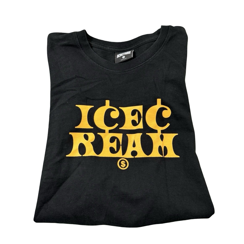 Icecream Black Yellow Graphic Short Sleeve Mens T Shirt Size 2XL XXL RN98011